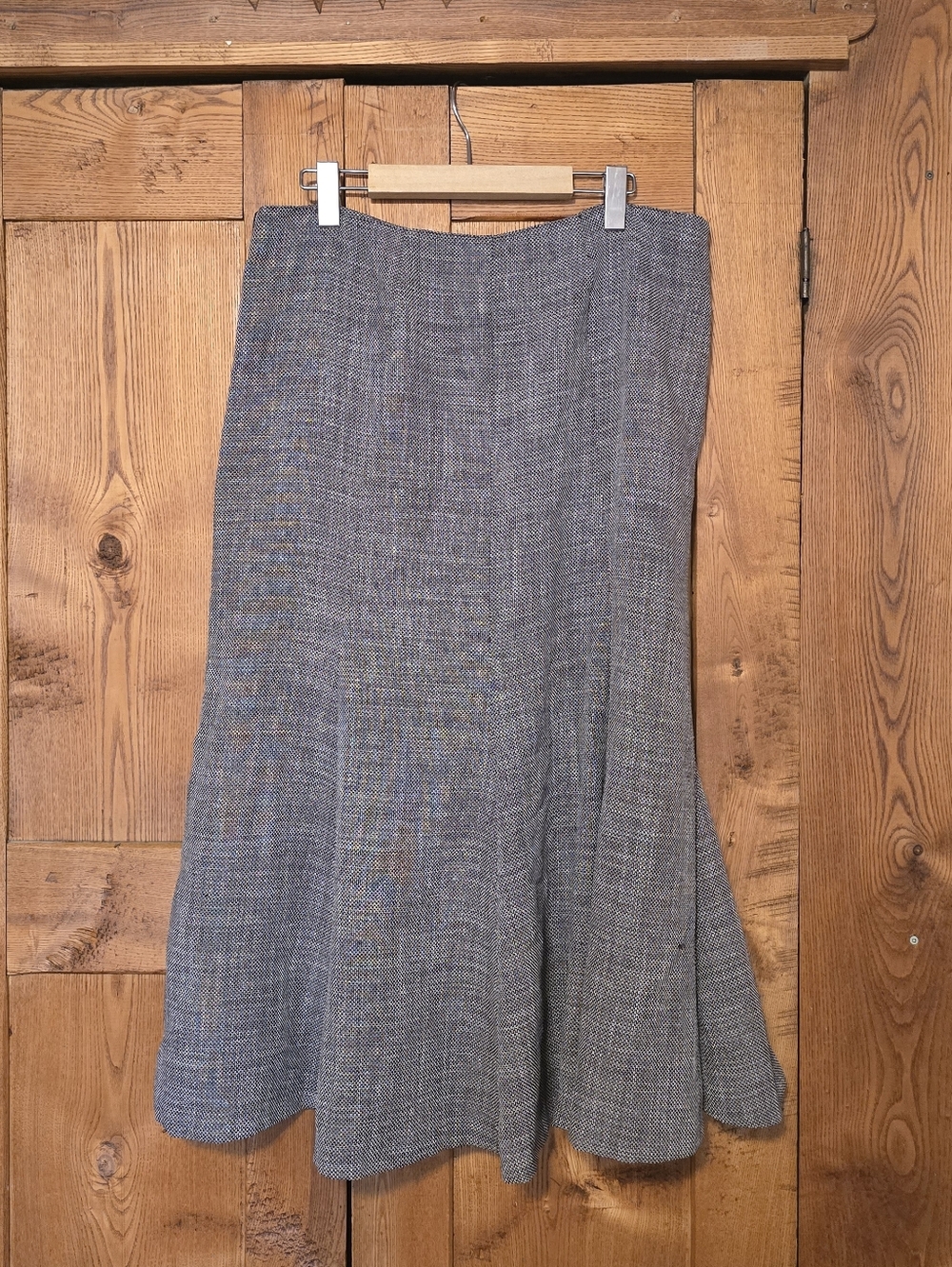Vintage Classic Gray Midi Trumpet Tailored Skirt